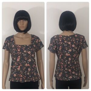 New Belle Du Jour Floral Short Sleeve Knit Blouse